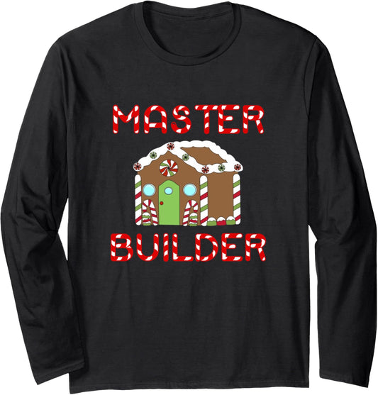 Master Builder Christmas Gingerbread House Maker Kid Gift Long Sleeve