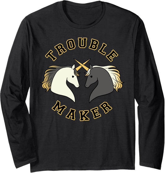 Trendy Dueling Unicorns Trouble Maker Long Sleeve
