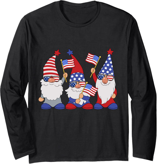 4Th Of July Funny Patriotic Gnomes Sunglasses American Usa Long Sleeve