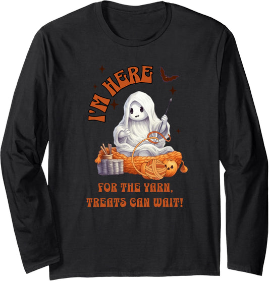 Halloween Yarn Crochet Spooky Cute Ghost Here for the Yarn Long Sleeve
