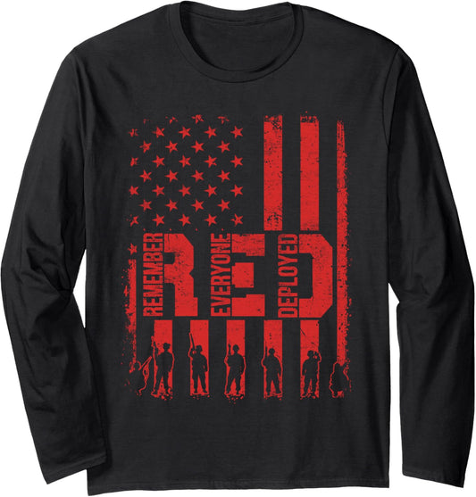 Retro Red American Flag Until They All Come Home Red Friday Long Sleeve