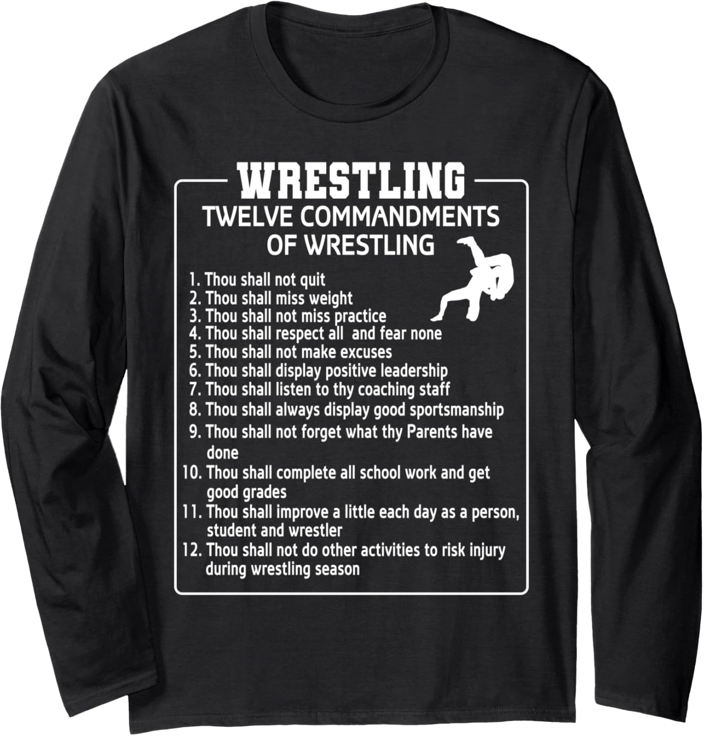 Twelve Commandments Of Wrestling Usa Wrestler Long Sleeve