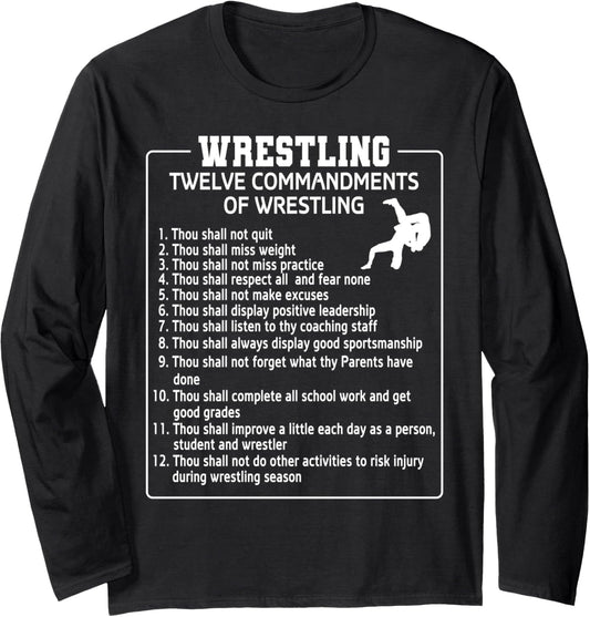 Twelve Commandments Of Wrestling Usa Wrestler Long Sleeve