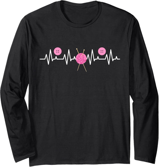 Crochet Heartbeat Funny Yarn For Knitting And Crocheting Long Sleeve