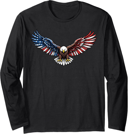Patriotic Bald Eagle 4Th Of July Usa American Flag Men Boys Long Sleeve