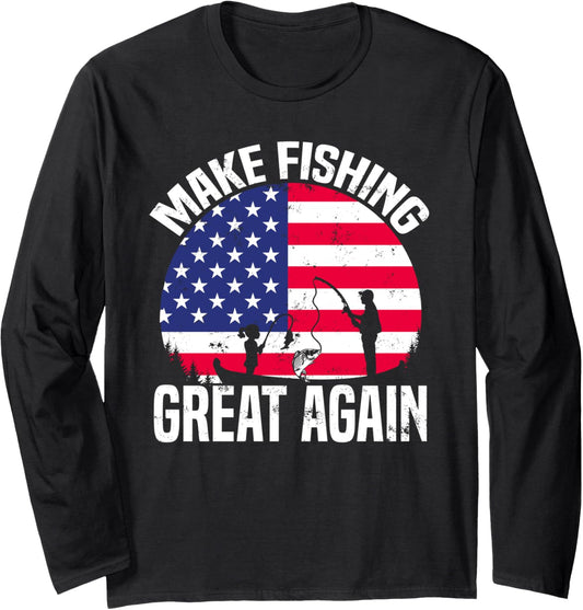 Fishermen For Trump Patriotic American Flag Trump Fishing Long Sleeve