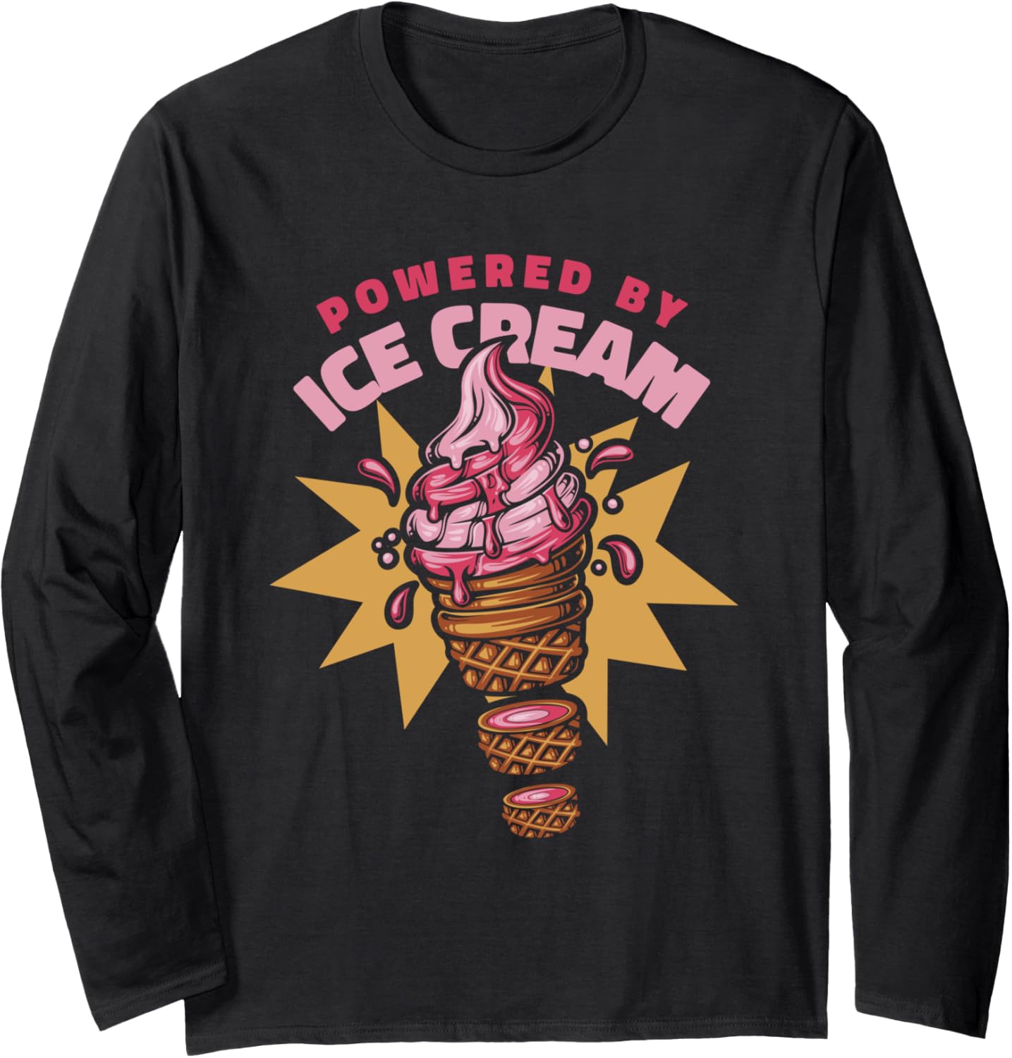 Powered By Ice Cream Maker Gelato Frozen Dessert Ice Cream Long Sleeve