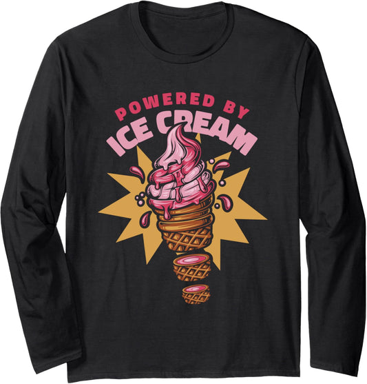 Powered By Ice Cream Maker Gelato Frozen Dessert Ice Cream Long Sleeve