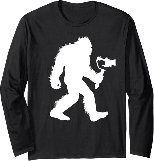 Bigfoot With Camera On Gimbal Sasquatch Video Filmmaker Long Sleeve