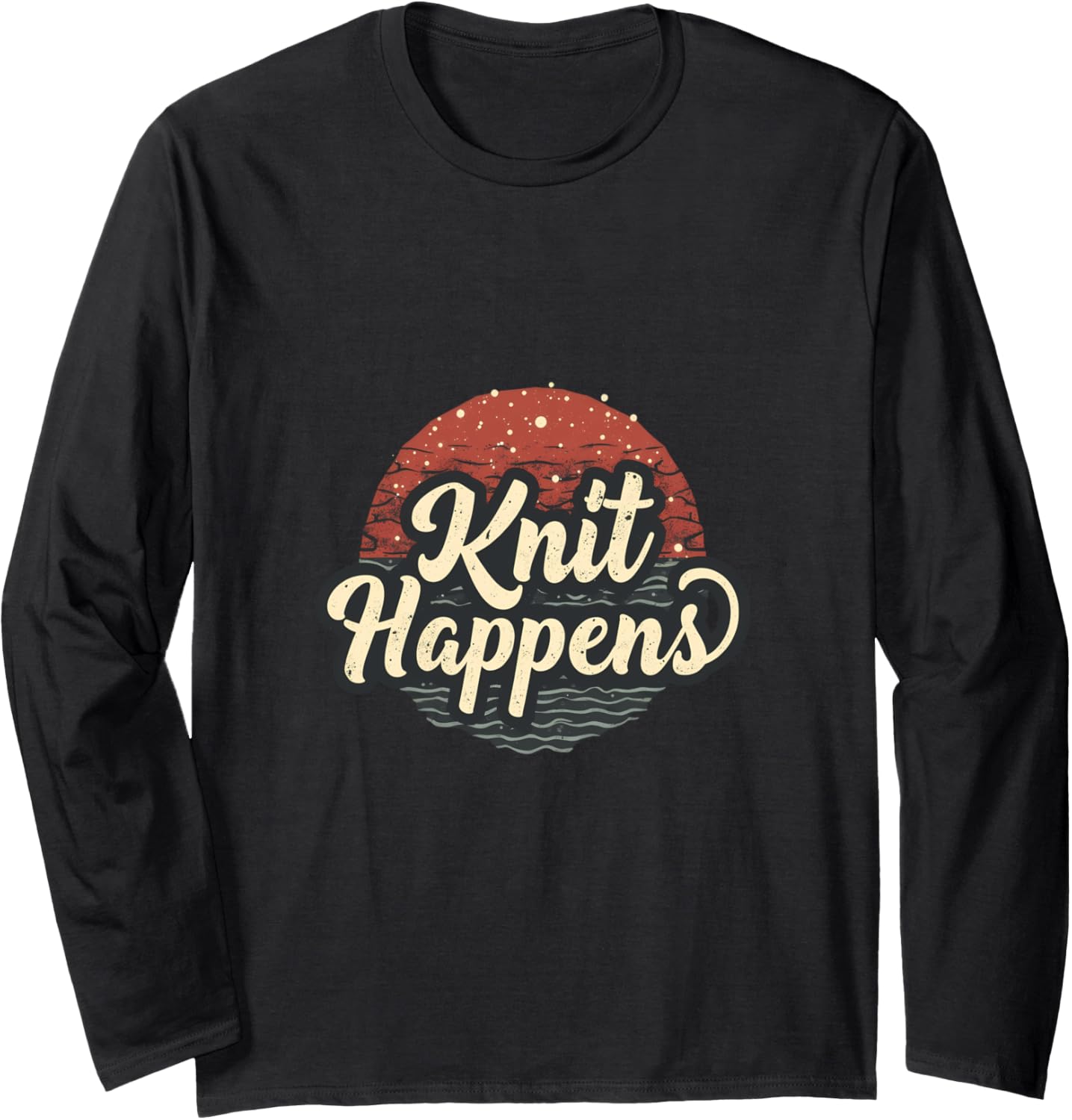 Knit Happens Retro Sunset Yarn Lovers Long Sleeve