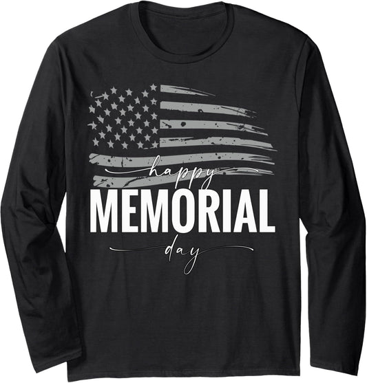 Happy Memorial Day Usa Flag American Memorial Day Long Sleeve
