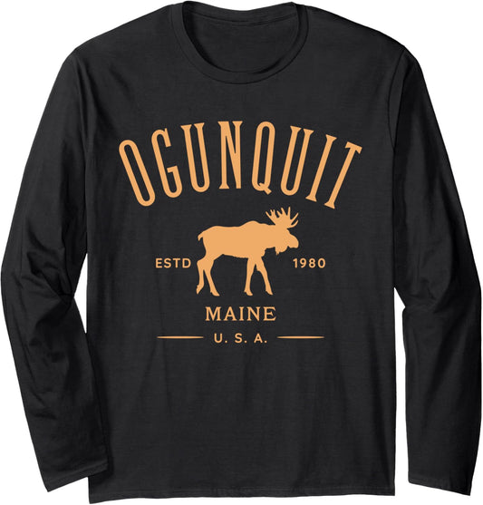 Ogunquit Maine Usa With Moose Design Souvenir Long Sleeve