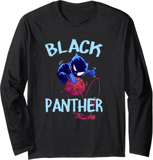 Marvel Comics Retro Classic Chibi Black Panther Yarn Ball Long Sleeve