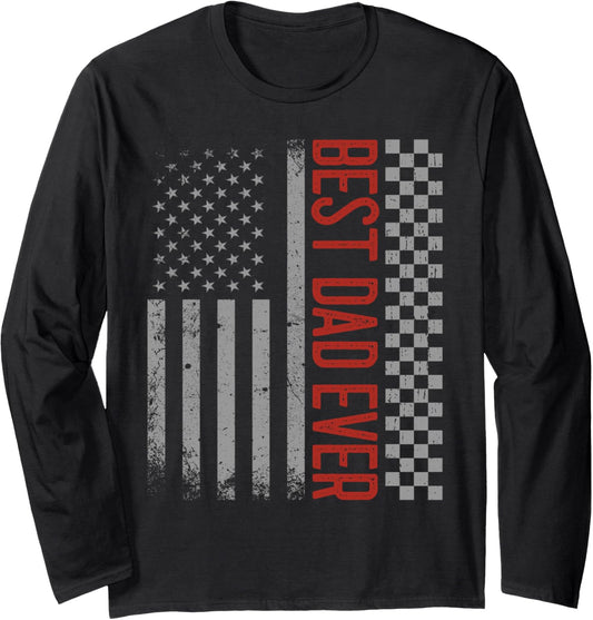 Best Dad Ever Usa Flag Race Car Gifts For Fathers Day Long Sleeve