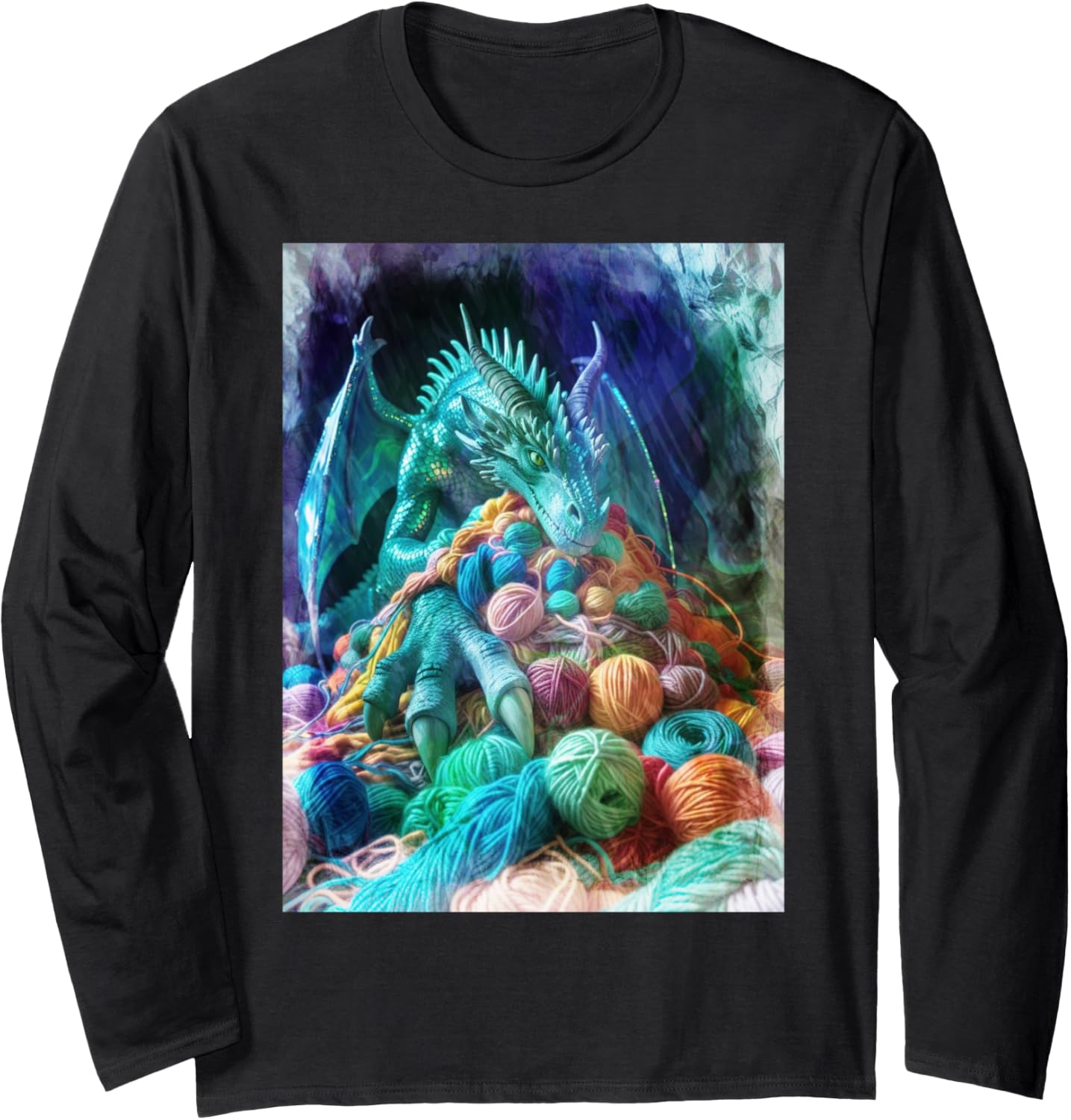 Yarn - Dragon Hoarding a Mountain of Yarn Long Sleeve
