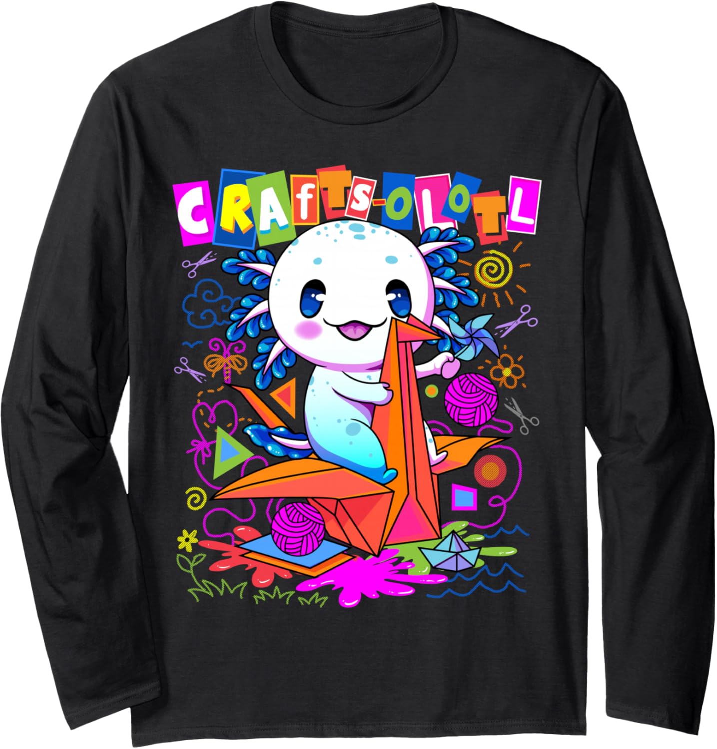 Craftsolotl Crafting Axolotl Craft Sewing Yarn Paper Origami Long Sleeve