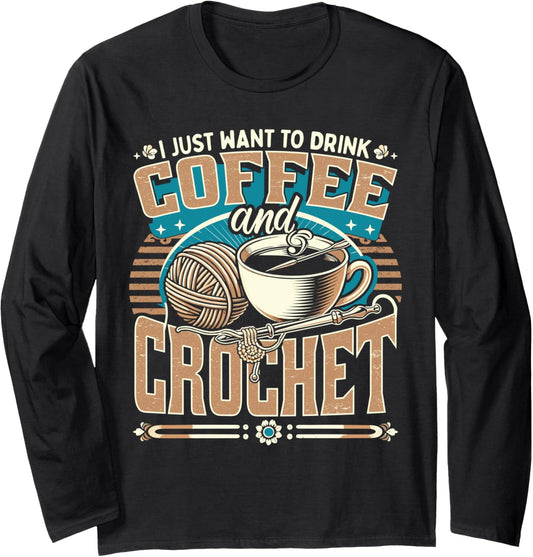 Crocheting | Knitting | Yarn | Crochet | Coffee Long Sleeve