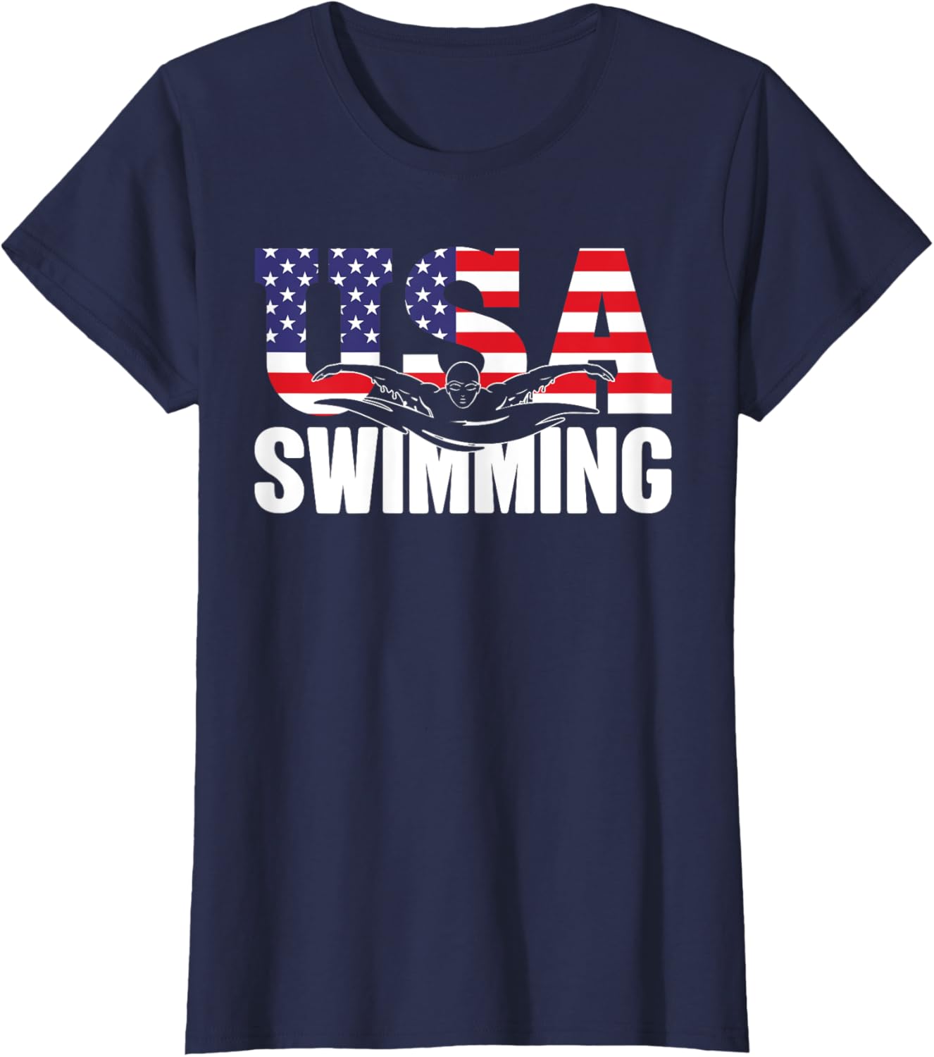 Swimming Us American Flag Water Swimmer Swim