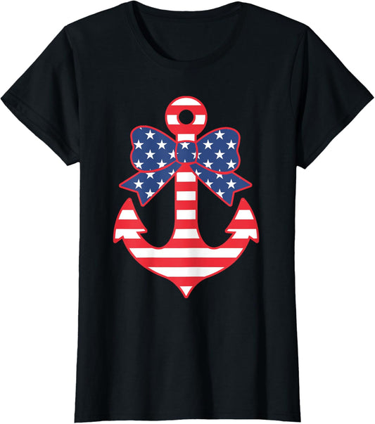 Patriotic Anchor American Flag Bow 4Th Of July Boat Cruise