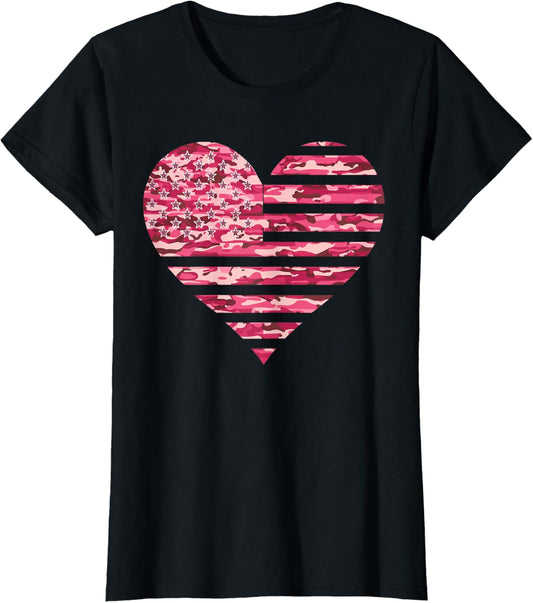 Camo American Flag Heart Camouflage Tactical Pink Military