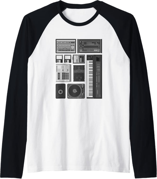Old School Hip Hop Rap Music Beat Maker T-Shirt Raglan Baseball Tee