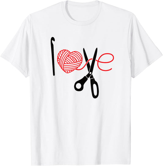 I Love Crochet Heart Yarn Knitting