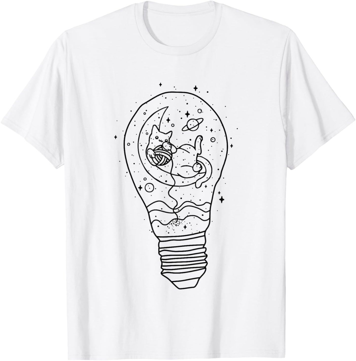 Space Cat in Light Bulb Playing Yarn