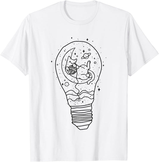 Space Cat in Light Bulb Playing Yarn
