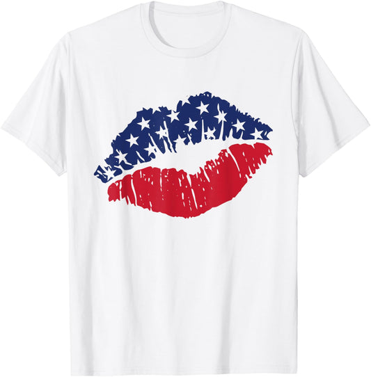 4Th Of July Usa Flag Kiss Lips Patriotic