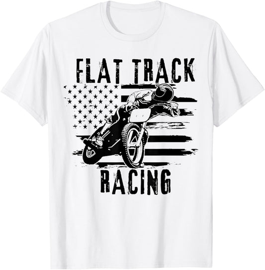 Flat Track Motorcycle Racing American Flag Speedway Dirt
