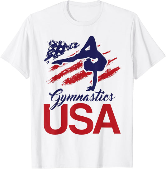 Girl Tumbling Gymnast Gymnastics Usa American Flag