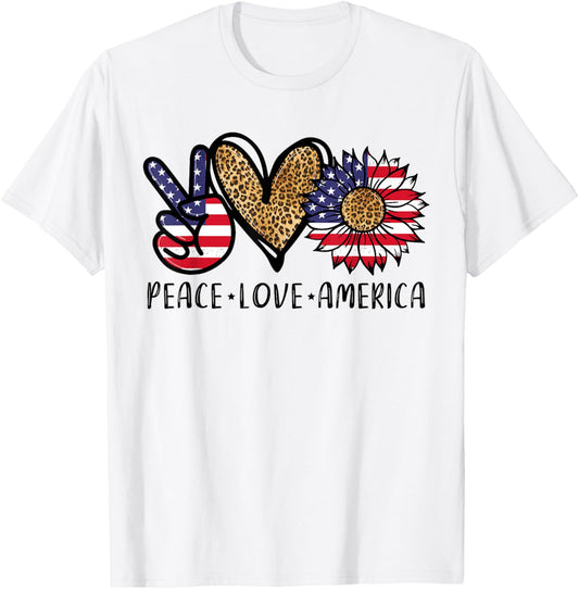 Peace Love America American Flag Leopard Men 4Th Of July