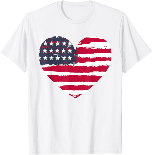 Girl American Flag Heart 4Th July Women Teen Usa Patriotic