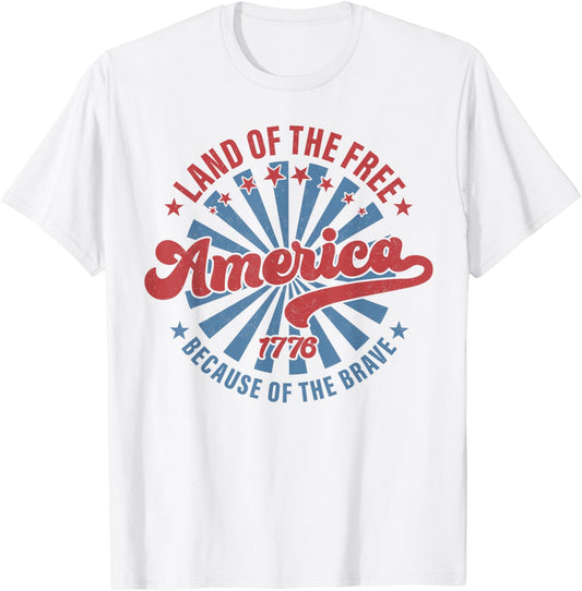 Land Of The Free Because Of The Brave Retro Preppy America