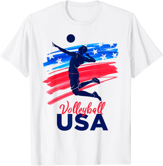 Mens Volleyball Usa Support The Team Shirt Usa Flag