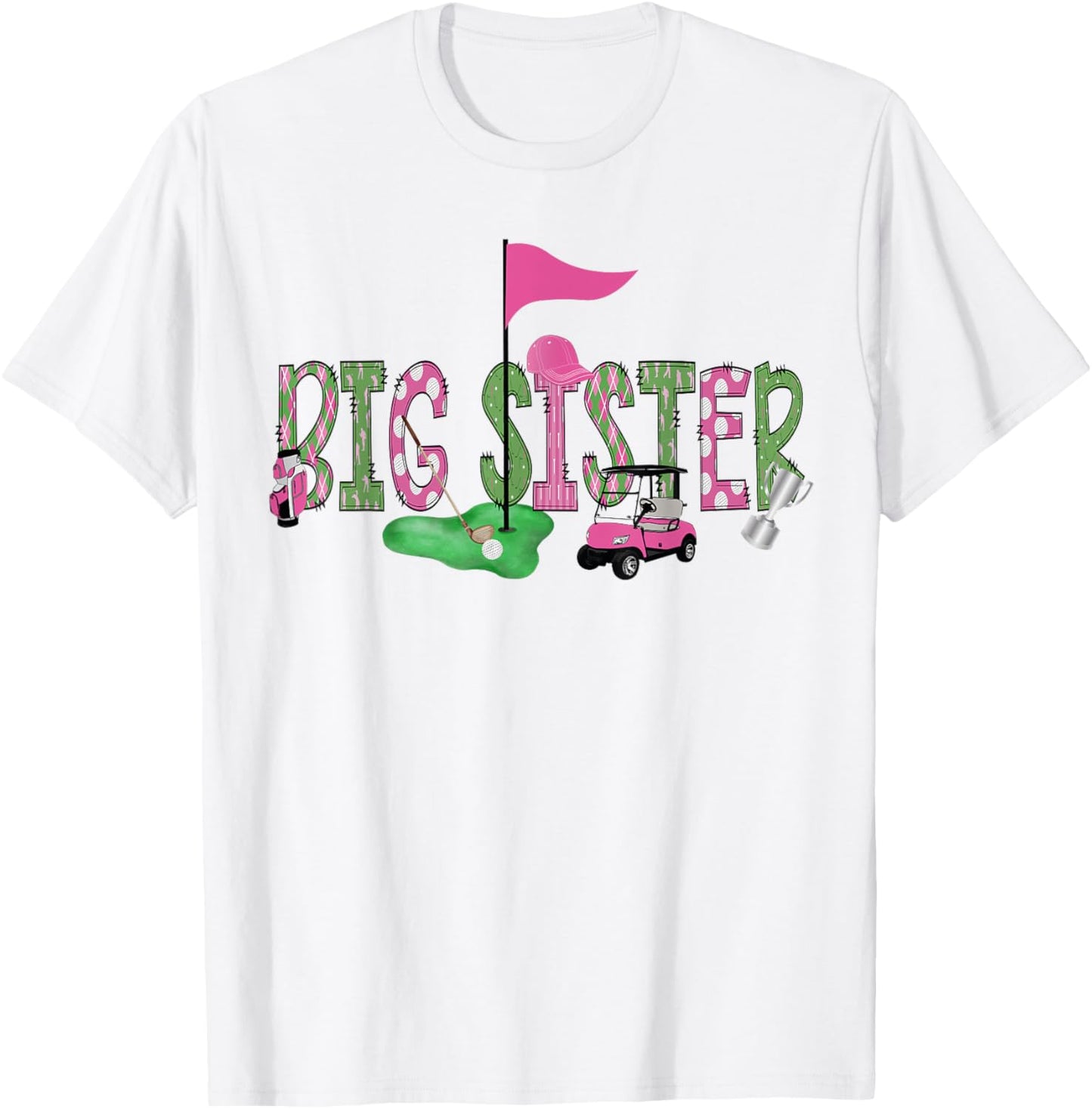 Golf Big Sister Pink Hole In One Golf 1St Birthday Girl