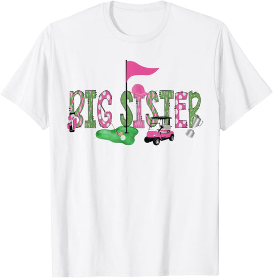 Golf Big Sister Pink Hole In One Golf 1St Birthday Girl