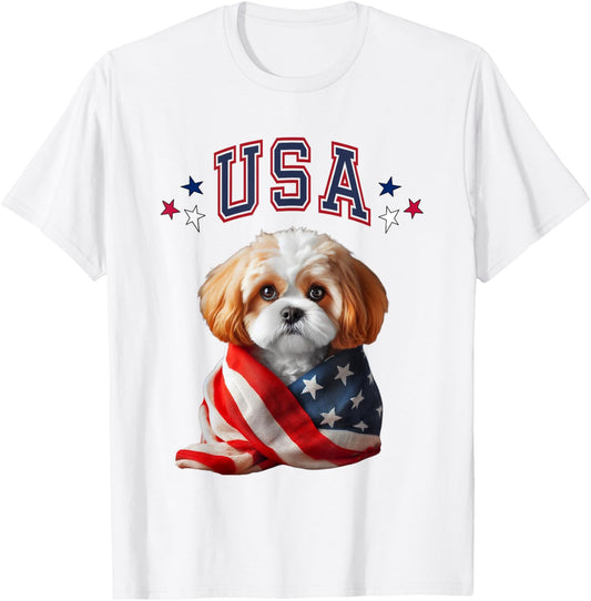Cavachon Dog Usa America Patriotic Flag Memorial4Th Of July
