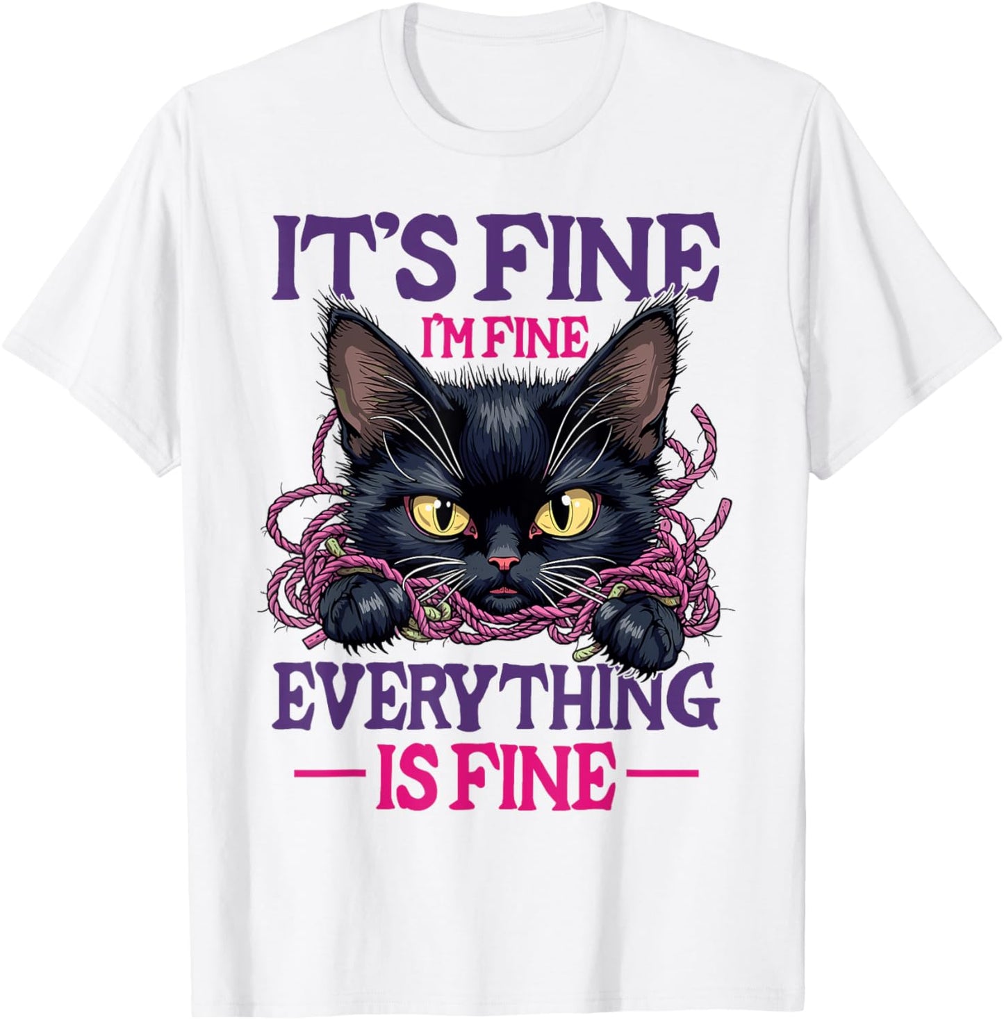 Cat crochet funny Its fine Im fine everything is fine yarn