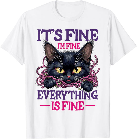 Cat crochet funny Its fine Im fine everything is fine yarn