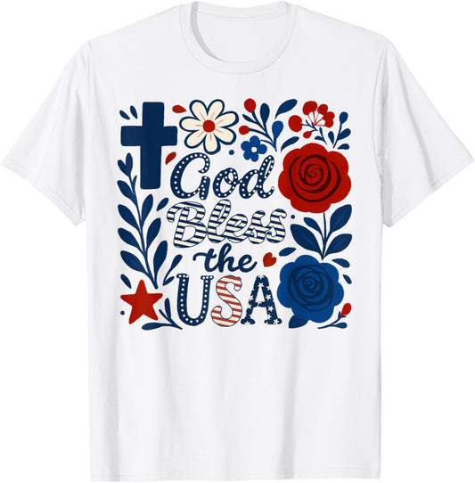 Boho Floral God Bless The Usa 4Th Of July Flower Girl Women
