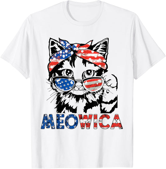 Meowica Cat Sunglasses American Flag 4Th Of July Merica Usa