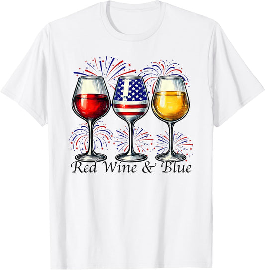 Red Wine Blue 4Th Of July Wine Glasses American Usa Flag