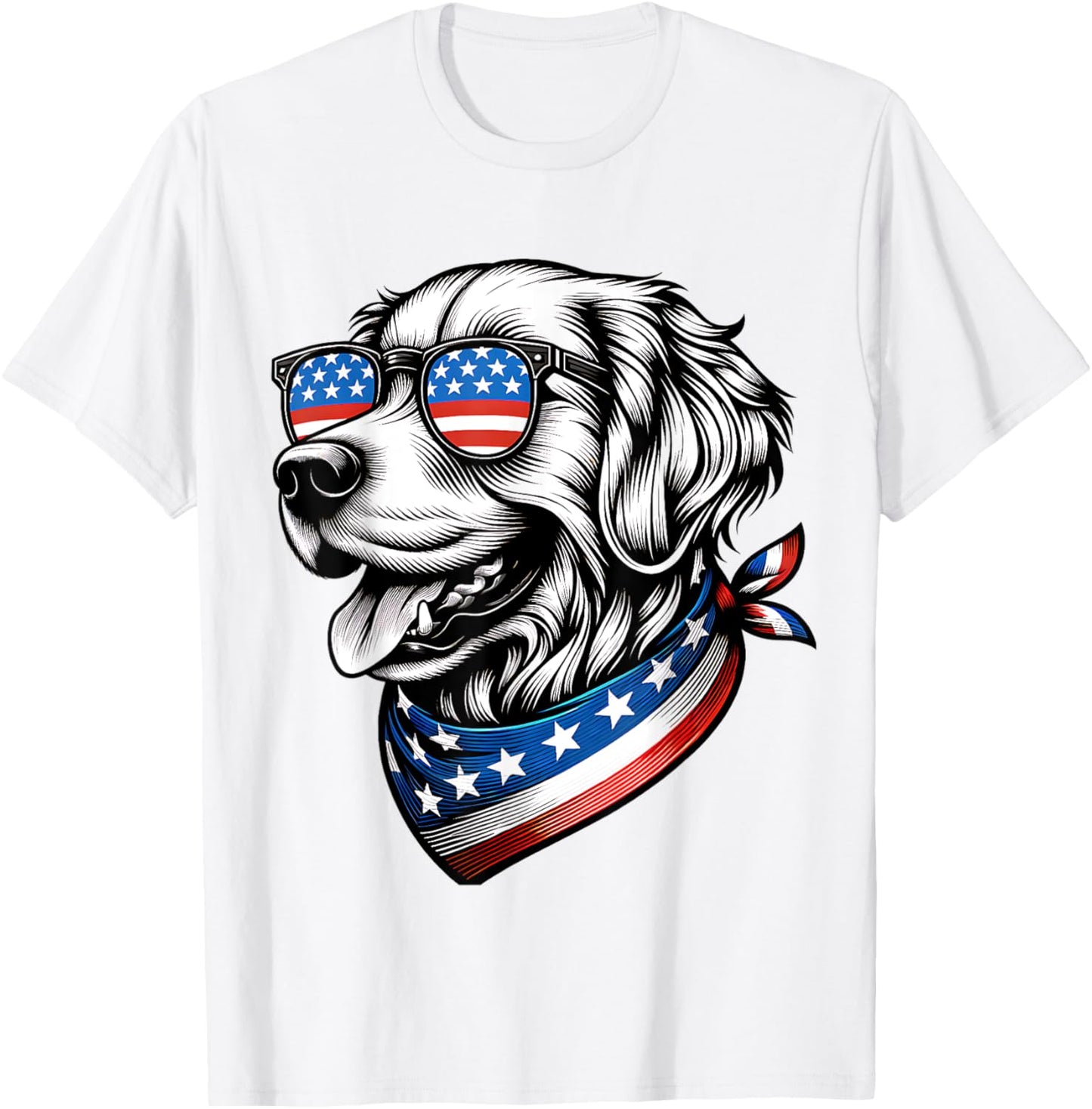 Golden Retriever Dog Patriotic 4Th Of July American Usa Flag