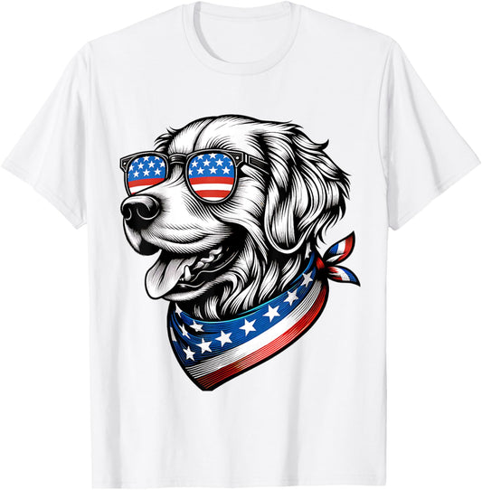 Golden Retriever Dog Patriotic 4Th Of July American Usa Flag
