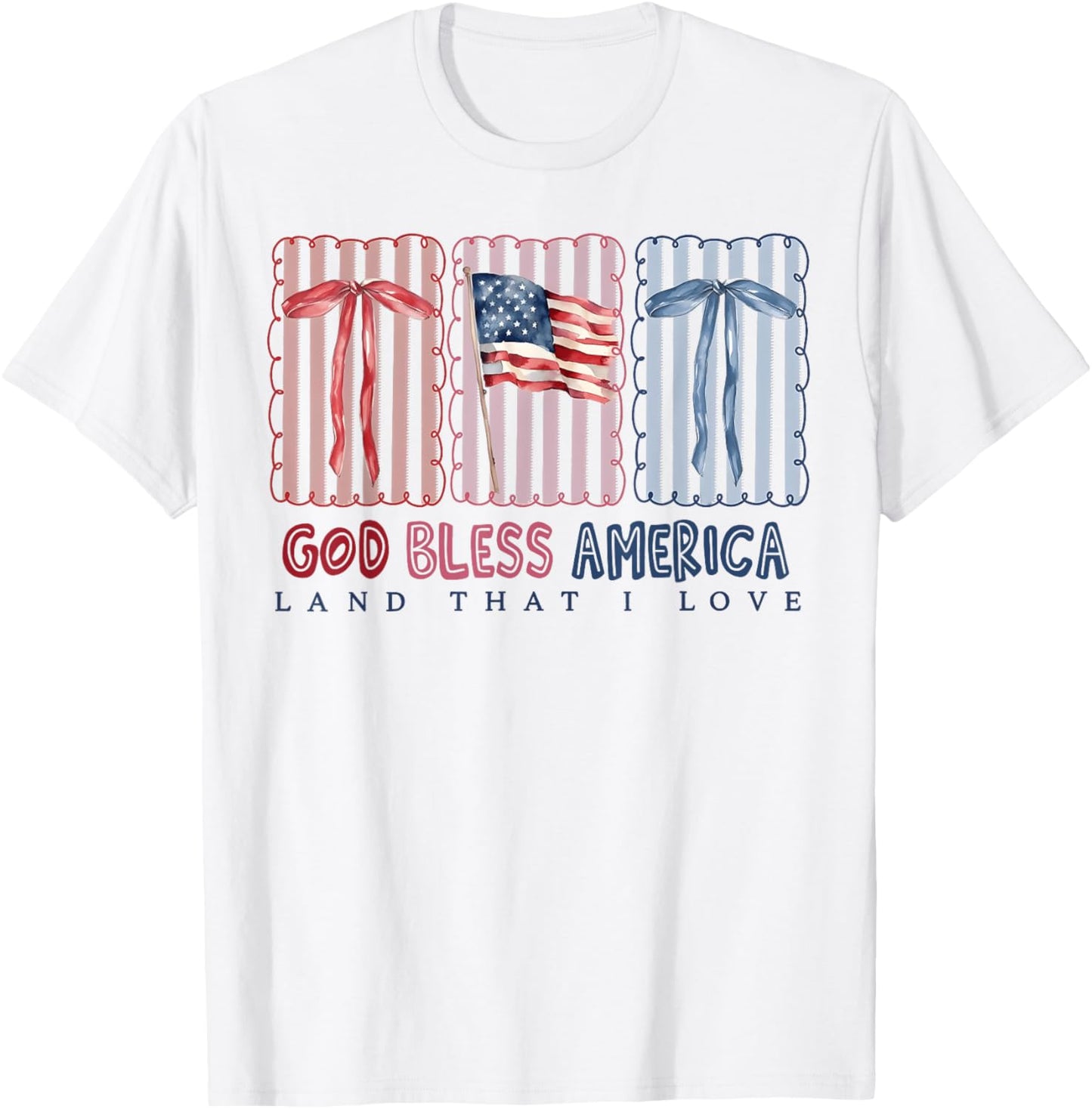 God Bless America Land That I Love Coquette Bow Usa Flag