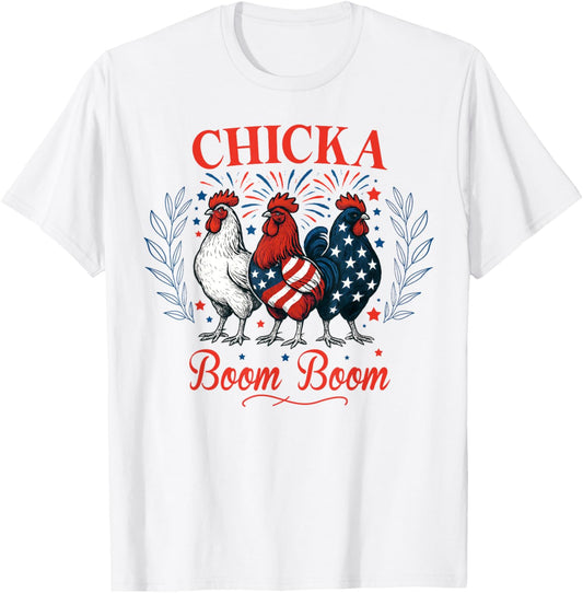 Chicka Boom Boom Funny Patriotic Chicken 4Th Of July Usa