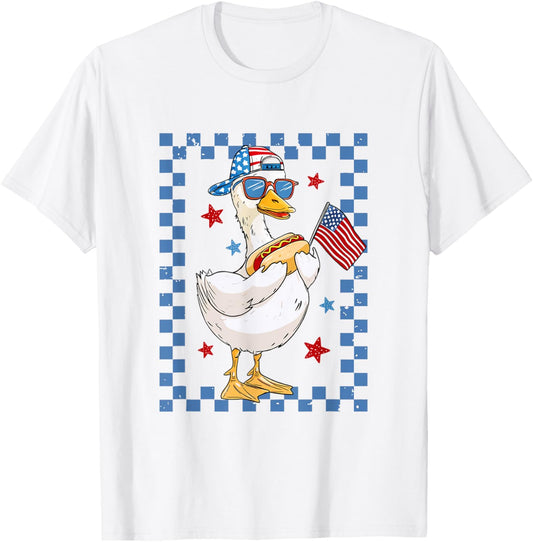 Retro Patriotic Goose Red White And Blue 4Th Of July Usa