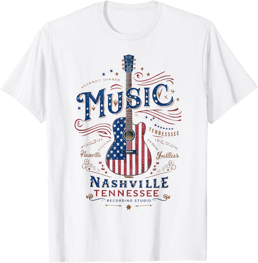 Rock American Flag Patriotic Usa Music Nashville Guitar
