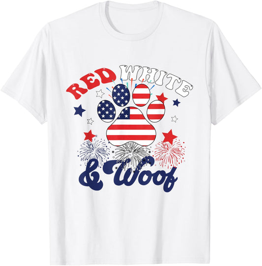 Red White And Woof Patriotic Dog Lover Usa Flag 4Th Of July